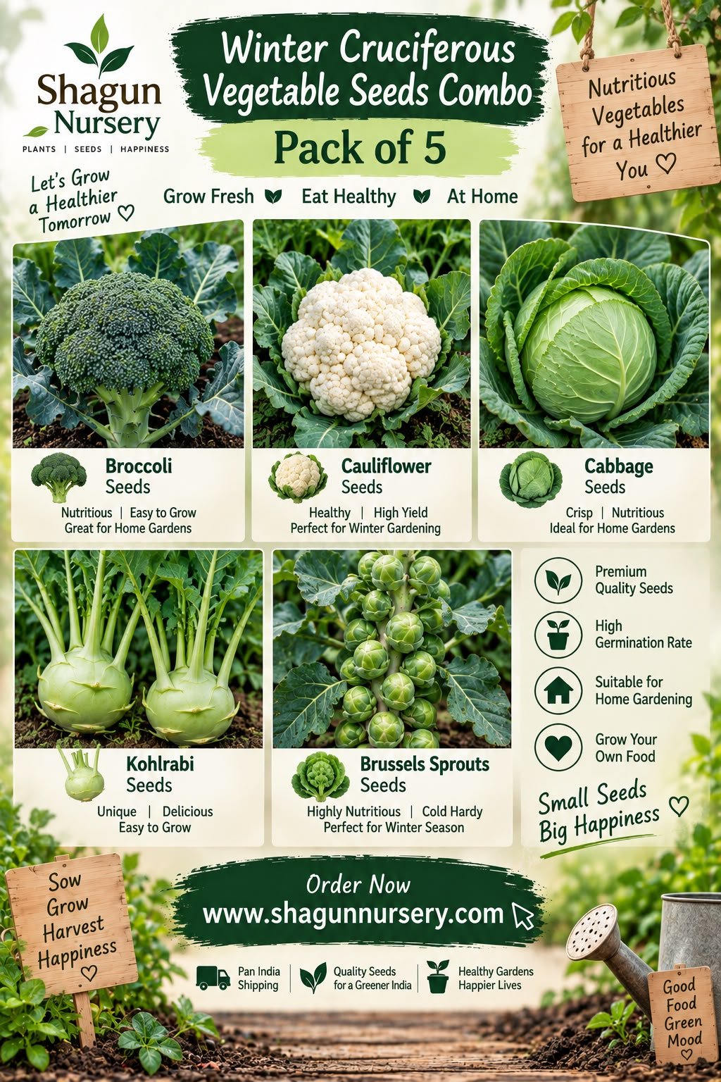 Winter Cruciferous Seêds Pack of 5